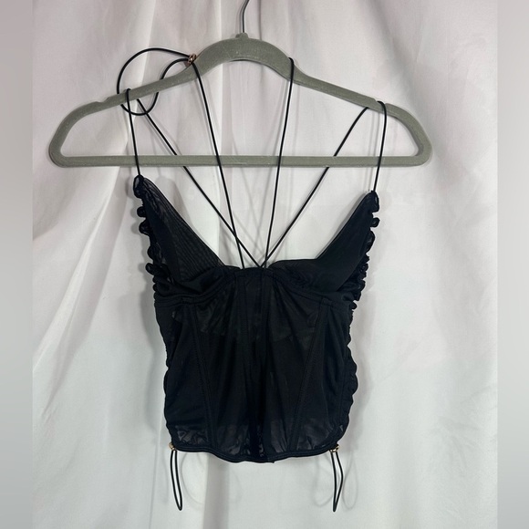 my boo Tops - My Boo black corset mesh halter top size S